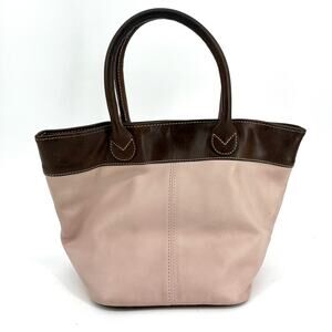 Latico pink brown square leather bucket tote‎ purse round handles
